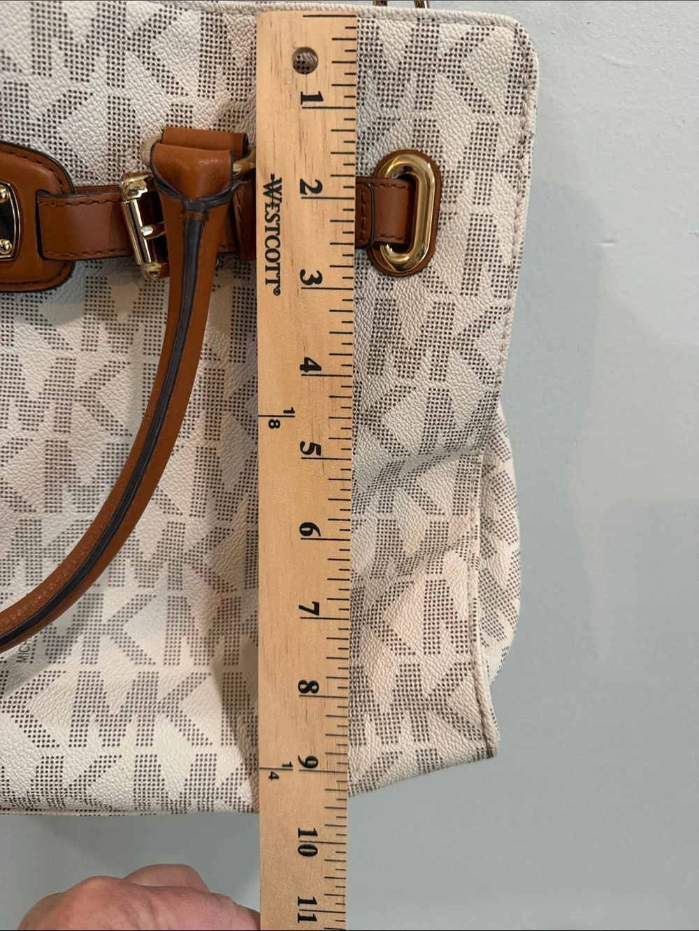 Michael Kors Cream & Brown Signature MK Satchel New without tags